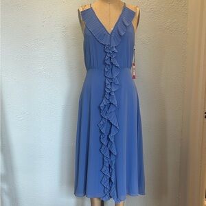 Vince Camuto Blue Ruffle Midi Dress